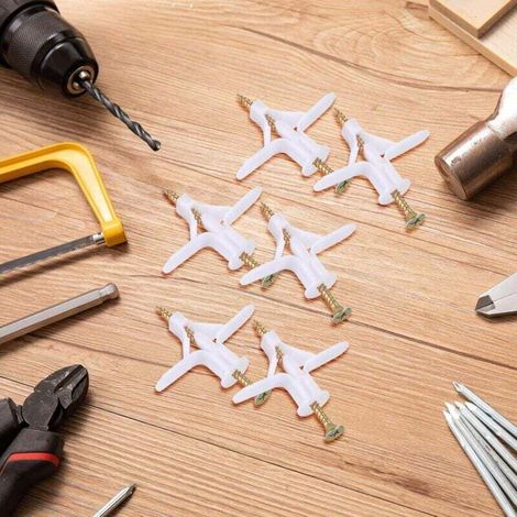 100 Pièces Fixations pour Plaques de Plâtre (50 Chevilles, 50 Vis), Chevilles Et Vis pour Plaques de Plâtre, Ancres Chevilles et Vis pour Fixations Murales Creuses Cloisons Sèches (1/3)
