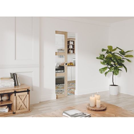 Porta scorrevole con sistema a incasso in legno e vetro temperato 3 finestre H205 x L73 cm - ACOSTA II (1/4)