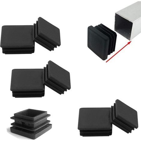 6 pièces Bouchons Lamellaires pour Tubes Carrés 80 x 80 mm Plastique Embout Bouchons D'obturation pour Pieds de Meuble Trampoline (Noir) (1/5)