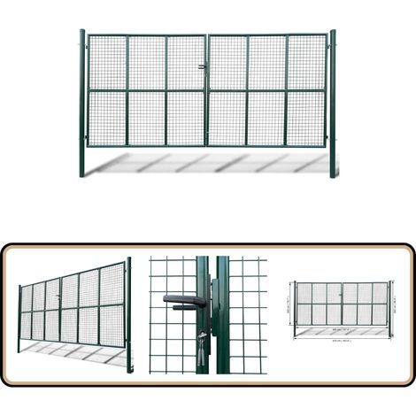 Gittertor 415 x 250 cm / 400 x 200 cm - Gartentor - Zaun - Metalltor - Stahltür - Sicherheitstor