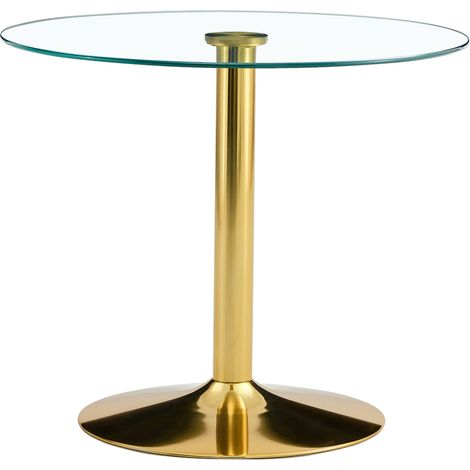Table de bar ronde en verre trempé avec structure métallique dorée, Ø 85 cm, Hauteur 76 cm (1/5)