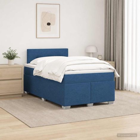 vidaXL Cama con Base Tapizada, Colchón y Luz LED Azul 120 x 190 cm (1/5)