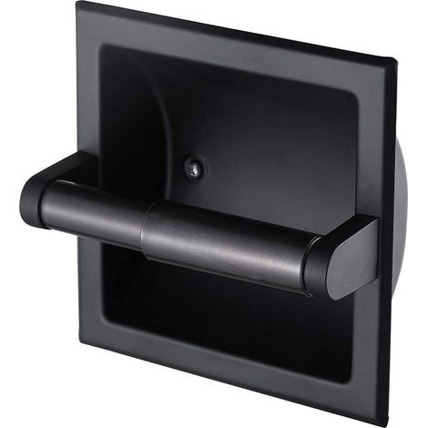 (noir)Porte-papier toilette encastré en nickel brossé de style hôtel en acier inoxydable avec support de montage arrière pour mur en (1/5)