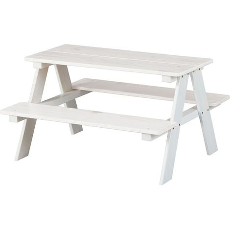 Table Enfant en Bois "Massif" 90cm Blanc (1/5)