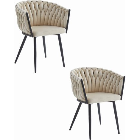 Set di 2 sedie Orion in velluto beige e metallo nero (1/5)