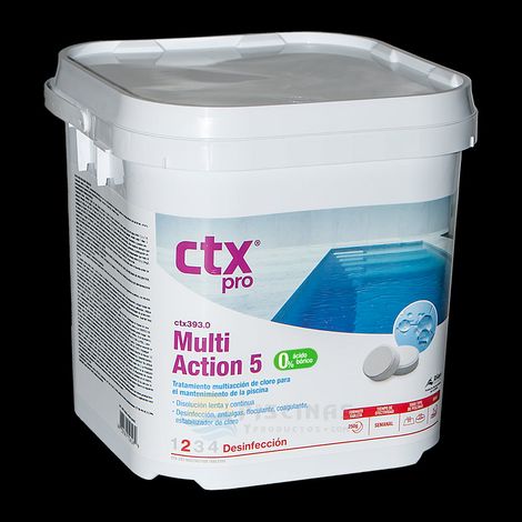 Cloro MultiAction 5, compresse da 250 g. senza acido borico, 5 kg. CTX-393
