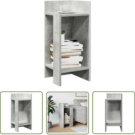 vidaXL Table d'appoint avec étagère gris béton 25,5x27x60 cm (1/5)