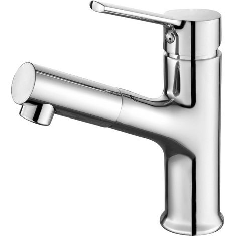 Robinet Lavabo Salle de Bain Avec Douchette Extractible 2 Jets d’Eau Mitigeur Evier Cuisine en Laiton Durable Robinetterie Vasque à Poser Chromé