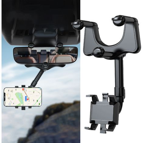 Cosiki Porte-téléphonie de Rétroviseur, Porte-Téléphone pour Votre Entreprise de Voiture Fixation Rétractable Carte de Téléphone de Téléphone Porte-téléphonie 360 ° Berceaux Automobiles de Portable (1/5)