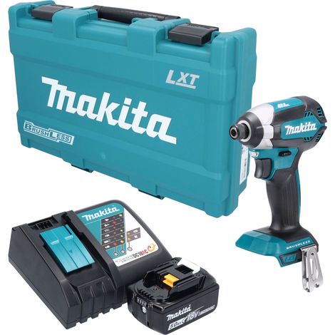 Atornillador de impacto a batería Makita DTD 153 RT1K de 18 V, 170 Nm, 1/4", sin escobillas + 1 batería de 5,0 Ah + cargador + maletín (1/5)