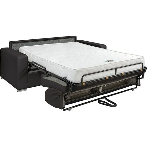 Divano letto 3 posti a ribalta Posto letto 140 cm Materasso 18 cm in Similpelle Nero - CALITO