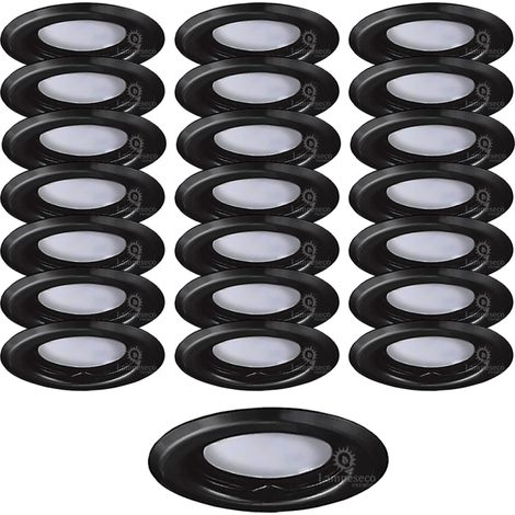 Lot de 50 Spots Encastrables Fixe Noir Mat avec GU10 LED 5W eqv. 50W Blanc Froid 6000K (1/4)