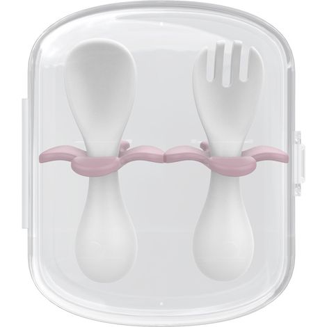 Cuillère Et Fourchette Pour Bébé - Forme Fleur - PP Et Silicone Sans BPA - Pour Sevrage Et Apprentissage Autonome - Lot De 2 Pièces Avec Boîte De Rangement (1/5)