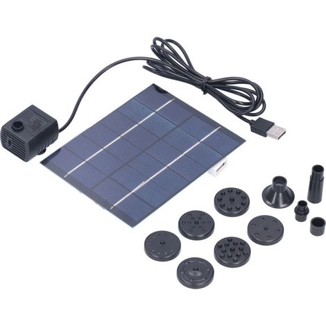 Pompe à panneau solaire Fontaine Solaire 2W Kit pour bassin paysager extérieur avec 4 embouts IP65 polycristallin 120L/h (1/4)