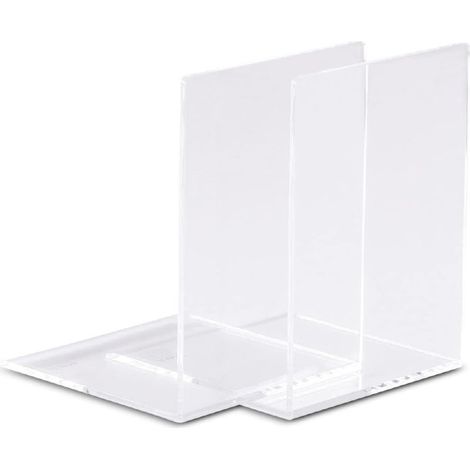 (2 pièces) 12x12x17 cm Serre Livre en Acrylique Organisateur, cale Livre pour l'etagere, Le Bureau et la Maison Presse Livre élégant, protège Les Meubles Transparent (1/4)