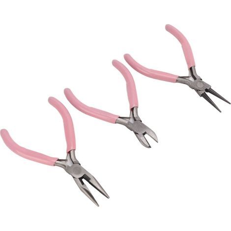 3Pcs Pinces à Bijoux en Acier Carbone - Set de Pinces Rondes, Pointues et Coupantes pour DIY et Artisanat