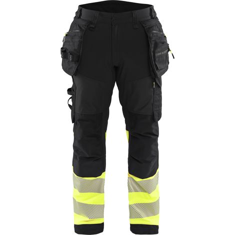 Pantaloni da lavoro softshell alta visibilità Classe 1 1821 - Nero/Giallo M - FR(42) - SE(C48) - Lunghi