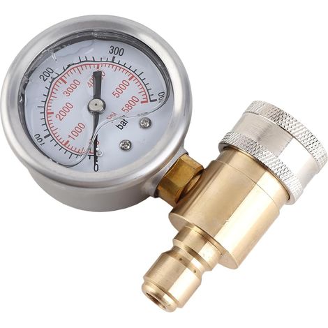 3/8 Inch 5800PSI Shockproof Pressure Gauge for Quick Connect Pressure Washer, Stainless Steel, Air/Water Measurement (1/5)