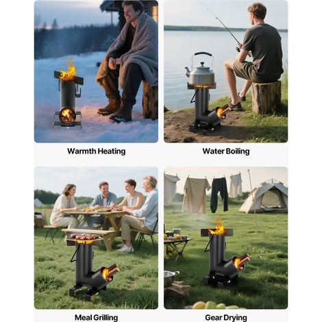 Réchaud Camping Rocket Poêle à Bois Portable en Acier au Carbone (1/5)