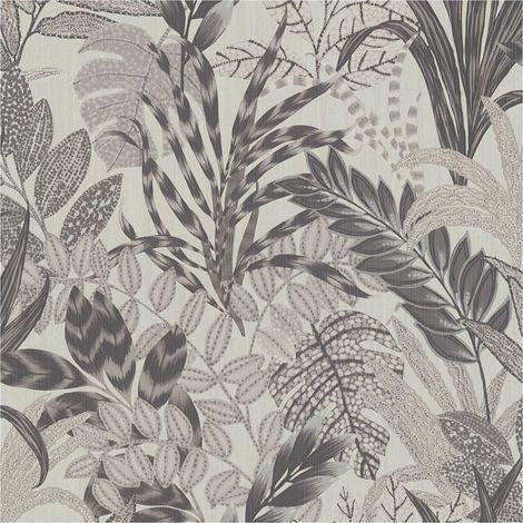 Flowers wallcovering wall Profhome 378604 non-woven wallpaper slightly textured with exotic design matt grey white 5.33 m2 (57 ft2) (1/5)