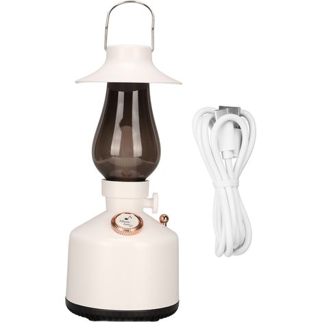 Lampe de Nuit Vintage Bluetooth IPX4 - Enceinte Portative 360° avec Éclairage Rétro et Son Surround - Blanc (1/5)