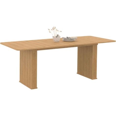 Idmarket – Table à manger extensible rectangle 6-10 personnes – Longueur 160-200 cm – Pieds lattes en bois chêne – Design moderne (1/5)