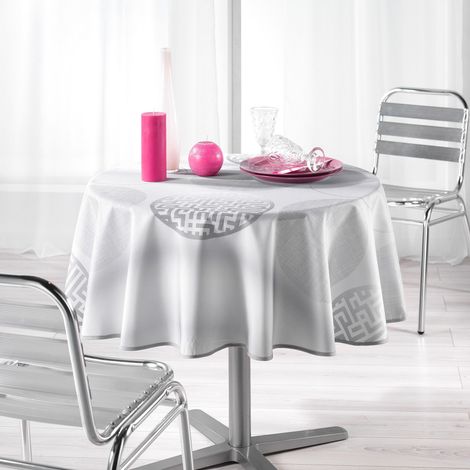 Nappe ronde polyester Kosmo Gris 180 cm