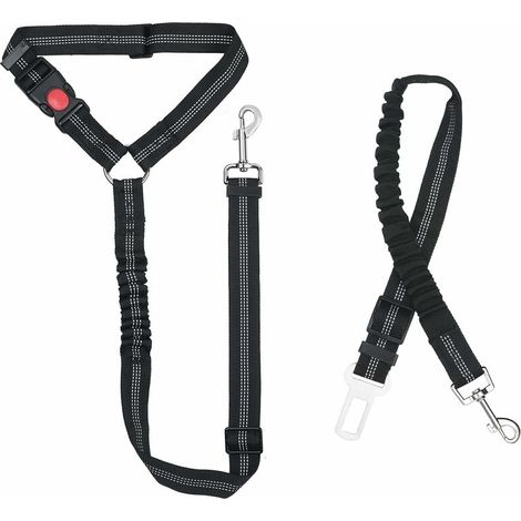 Nylon-Hundegurt, universell verstellbares Autogeschirr für Hunde und Katzen mit Stoßdämpfung, 2-in-1-Hundeleine und strapazierfähiger Haustier-Sicherheitsgurt für Reisen (Schwarz)