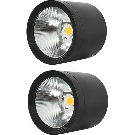 Lot de deux plafonniers extérieurs en aluminium noir, LED 18W, spots encastrés étanches modernes, adaptés aux patios et balcons, lumière neutre 4000K. (1/5)