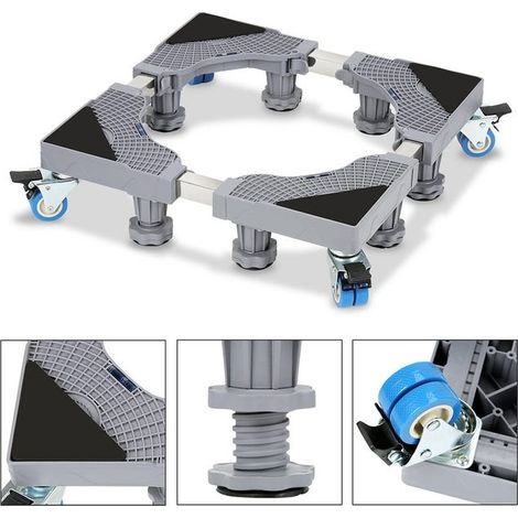 Soporte para lavadora, base ajustable para lavadora, pedestal para lavadoras de 41-64 cm, 8 pies + 4 ruedas (1/5)