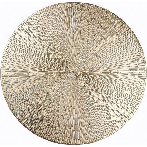 Sets de table ronds dorés métallisés, lot de 4, en vinyle, 38,1 cm, lavables, faciles à nettoyer, antidérapants, résistants aux taches et à la chaleur. (1/5)