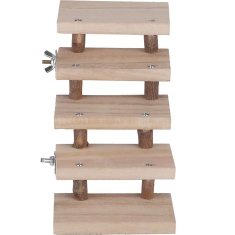 5-stufige Leiter aus Naturholz für Hamster – Kletterspielzeug für Papageien, Käfigzubehör, Geschenk für Haustiere (1/5)