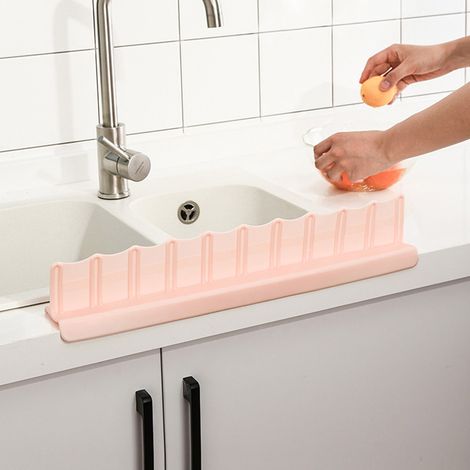 Protecteur anti-éclaboussures planche pare-eau évier cuisine TPR rose vaisselle légumes 49.2x5.5x9.6 cm 1 pièce (1/3)