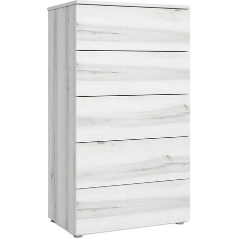 Commode haute 5 tiroirs Lyon White Albo 62 x 111 cm (1/5)