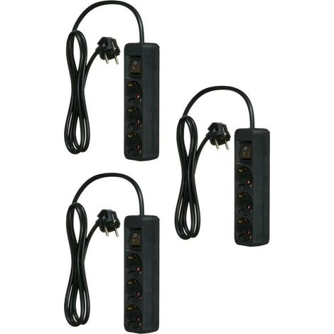 ORION91® - Set of 3 Multiple Sockets with Switch and Child Protection, 3 AC Outlets, 1.4m Cable, Max 3680W, Ergonomic Design for Easy Use, Type F Plug, CE Certified, Ideal for Safe Power Distribution. (1/4)