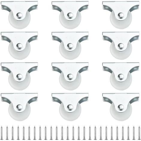 Kaelt - BDD Lot de 12 roulettes fixes 25 mm Petites roulettes pour meubles Petites roulettes en caoutchouc Roues de chariot non pivotantes Roulettes en plastique Roulettes de tiroir directionnelles po (1/5)