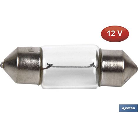 Plafonnier C10W 12V Ø11x31mm pour voiture, moto et tracteur, verre transparent (1/3)