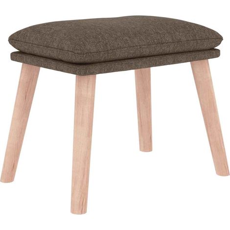 Repose-Pied Tabouret Bas Siège d'Appoint en Tissu et Bois Massif Taupe 45 x 29,5 x 35 cm (1/5)