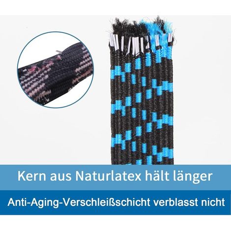 Lot de 4 Sangles Élastiques Plates 1m avec Crochets Réglables - Cordons de Fixation Bleus pour Bâche, Vélo, Piscine et Tente (1/4)