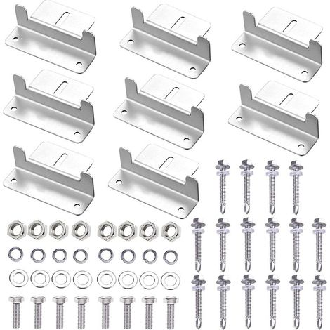Support de Panneau Solaire, 8 pièces de support en Z pour panneau solaire, Support de panneau solaire en aluminium avec écrous et vis (1/5)