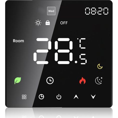 Thermostat Intelligent Maison – Écran Tactile, Commande Vocale – Régulation Température Programmable – IP20, Modes Auto/Manuel – Pour Chauffage Sol Eau 3A (1/5)