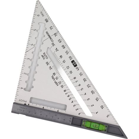 7-Zoll-Zimmermannswinkel mit Wasserwaage, hohe Präzision, Aluminiumlegierung, abnehmbares Dreieckswinkel für Holzarbeiten, silber (1/5)