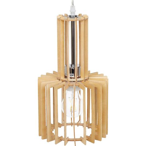 Lampadario da Soffitto stile Rustico Industrial Legno Chiaro Niari