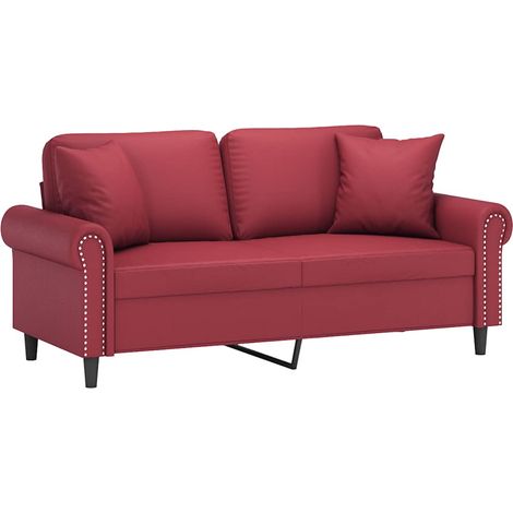 vidaXL Divano a 2 Posti con Cuscini Rosso Vino 140 cm in Similpelle (1/5)