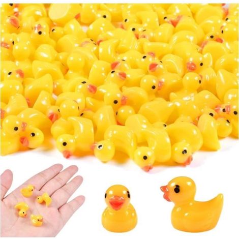 Décoration de jardin - Lot de 100 mini canards en résine - Jaune - Multicolore - Extérieur (1/4)