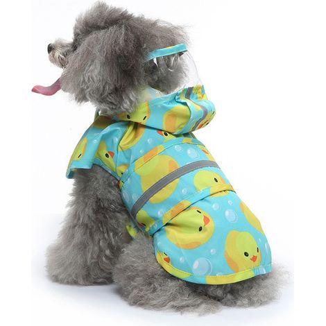 Imperméable pour chien avec capuche transparente, poncho, veste de pluie pour chiens de petite, moyenne et grande taille, motif marin (canards bleus) (1/5)