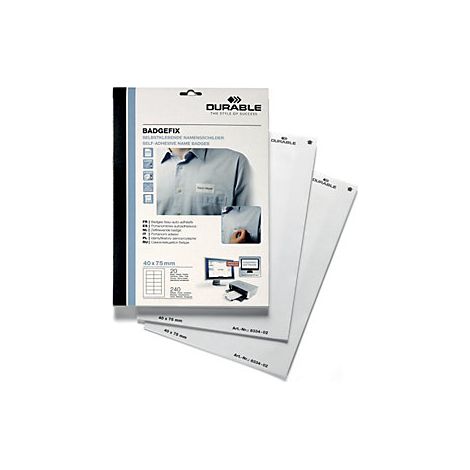 Portanombres autoadhesivos  seda de acetato  blanco  H x A 40 (1/3)