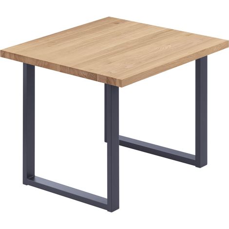 LAMO Manufaktur Esstisch Küchentisch, 60x60x76 cm (AxBxH), Loft, Natur / Anthrazit, LBG-01-A-002-7016L