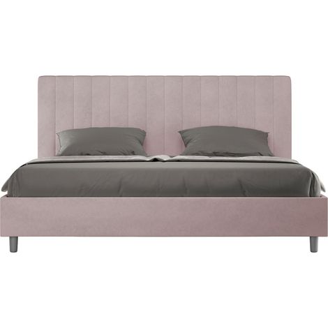 Letto matrimoniale king size contenitore imbottito 180x190 microfibra glicine Agueda