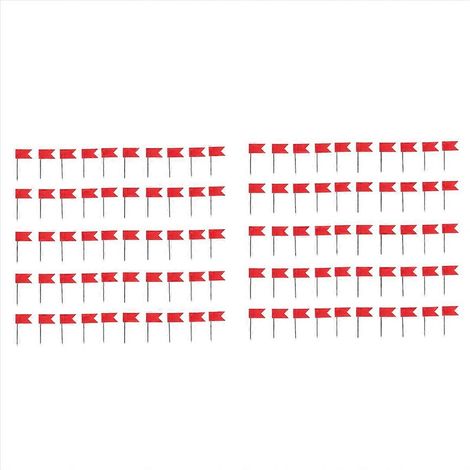 100 Flaggenförmige Stecknadeln, Kork-Pinnwände, Reißzwecken, rot (1/5)